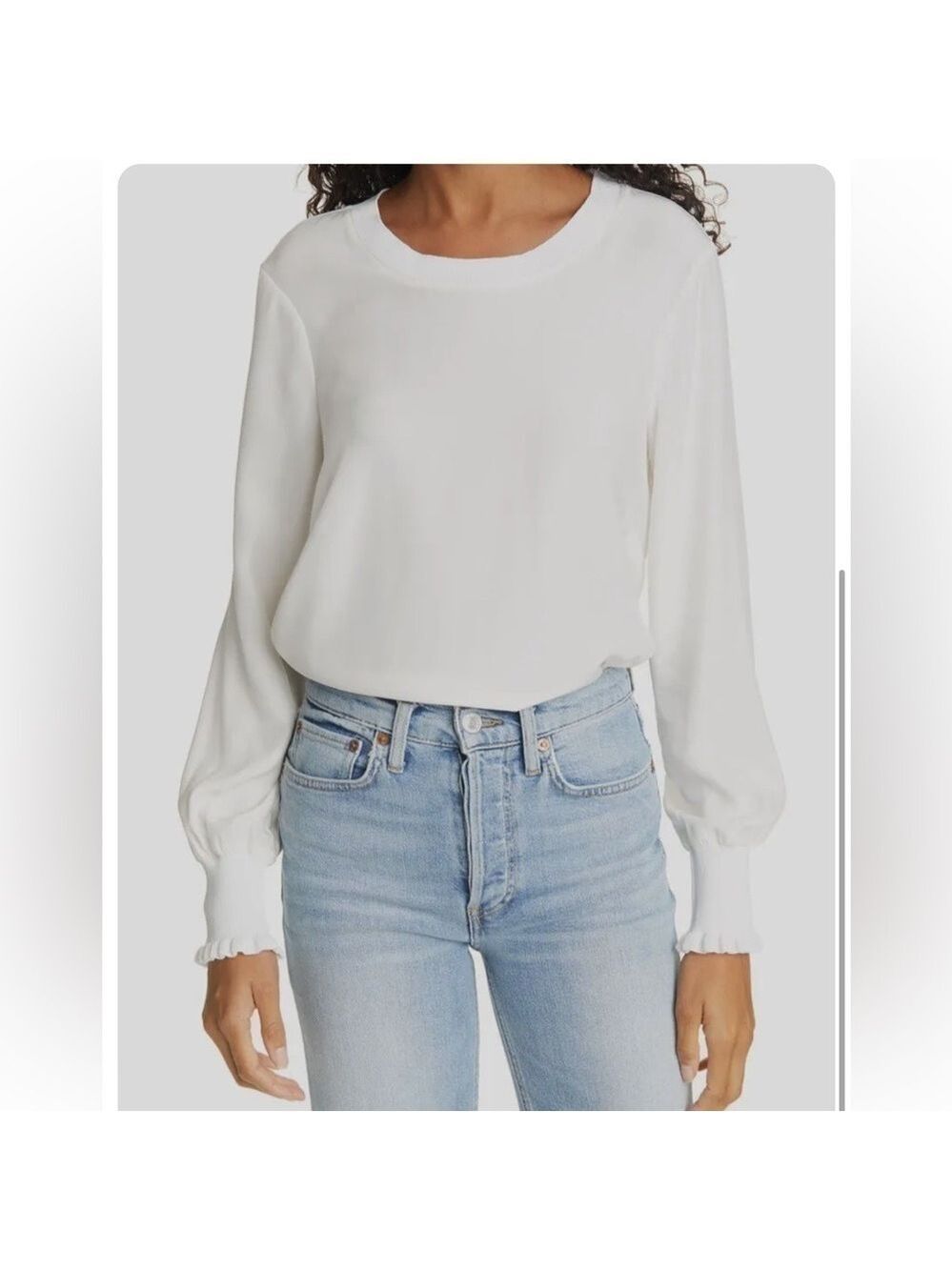 Cinq a Sept 100% Silk Ivory Long Sleeve Blouse Sz XS